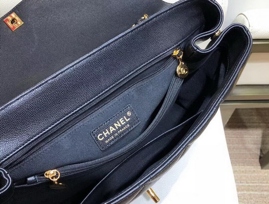 Chanel Large Coco Flap Bag in Black Grained Calfskin