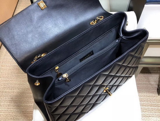 Chanel Large Coco Flap Bag in Black Lambskin