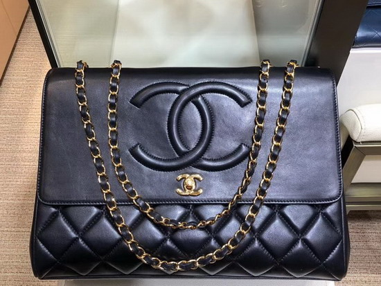 Chanel Large Coco Flap Bag in Black Lambskin