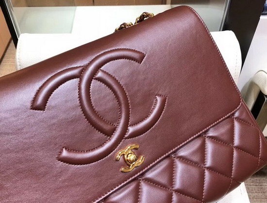 Chanel Large Coco Flap Bag in Burgundy Lambskin