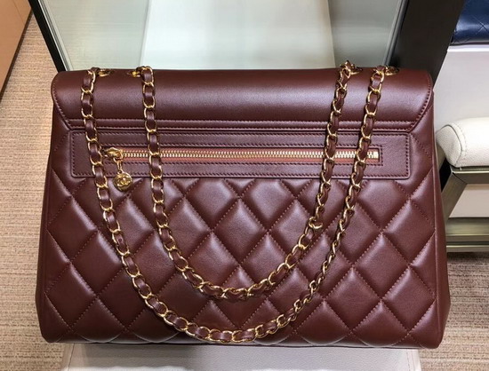 Chanel Large Coco Flap Bag in Burgundy Lambskin