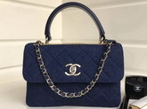 Chanel Large Coco Handbag Blue Denim Canvas Small Model For Sale