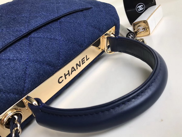 Chanel Large Coco Handbag Blue Denim Canvas Small Model For Sale