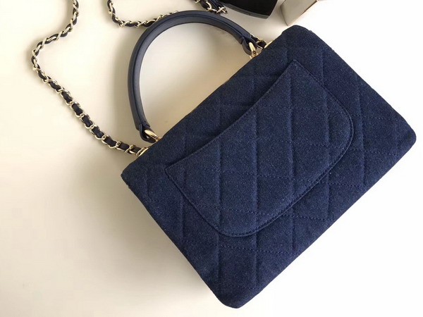 Chanel Large Coco Handbag Blue Denim Canvas Small Model For Sale