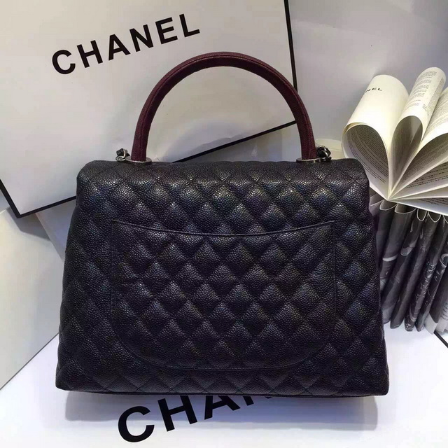 Chanel Large Coco Handle Bag Black Caviar Lizard Handle for Sale