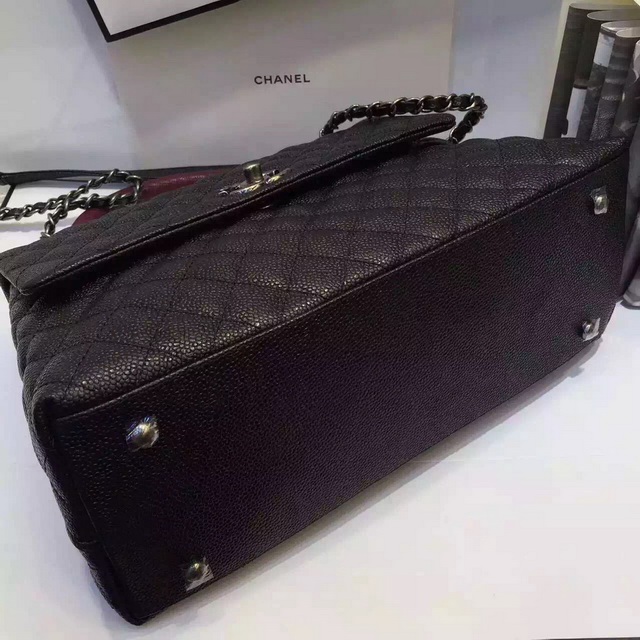 Chanel Large Coco Handle Bag Black Caviar Lizard Handle for Sale