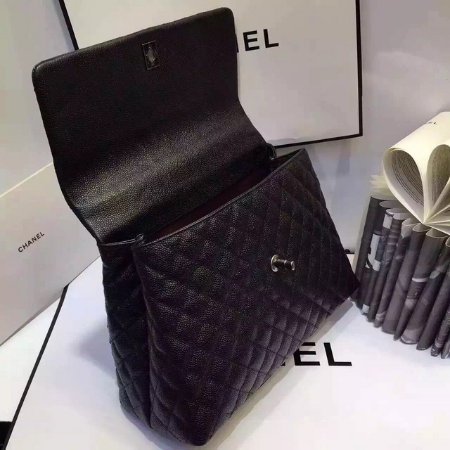 Chanel Large Coco Handle Bag Black Caviar Lizard Handle for Sale