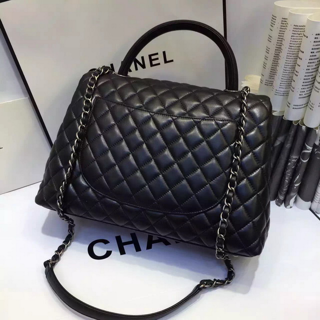 Chanel Large Coco Handle Bag Black Lambskin for Sale