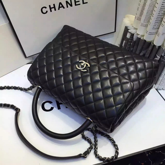 Chanel Large Coco Handle Bag Black Lambskin for Sale