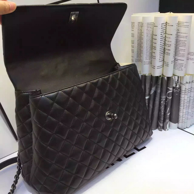 Chanel Large Coco Handle Bag Black Lambskin for Sale