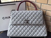 Chanel Large Coco Handle Bag Grey Caviar Lizard Handle for Sale