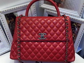 Chanel Large Coco Handle Bag Red Lambskin for Sale