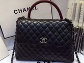 Chanel Large Coco Handle Bag in Black Lambskin Lizard Handle for Sale