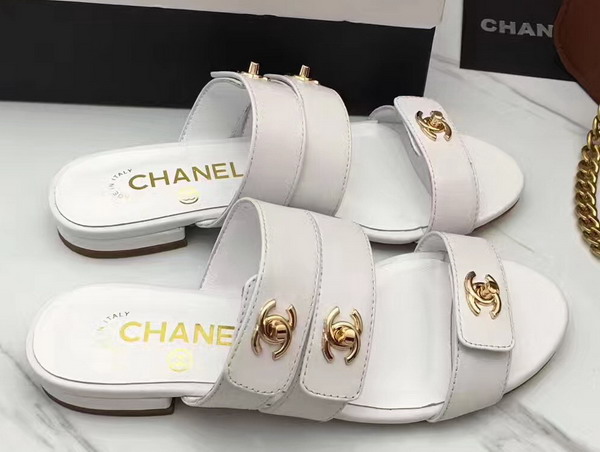 Chanel Large Coco Sandals White Lambskin For Sale