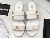 Chanel Large Coco Sandals White Lambskin For Sale