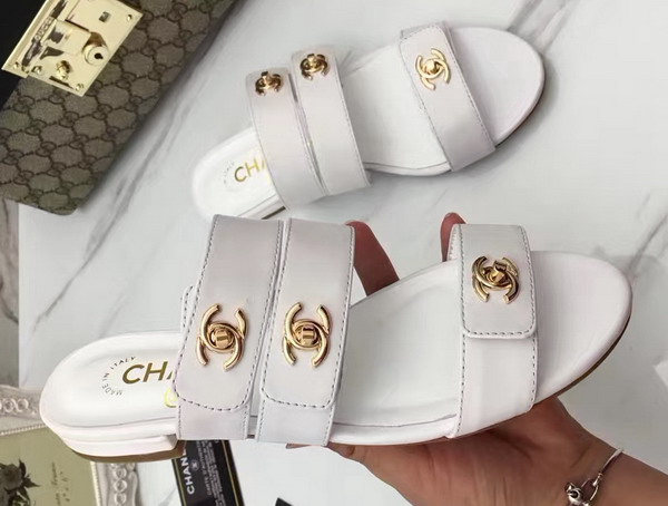 Chanel Large Coco Sandals White Lambskin For Sale