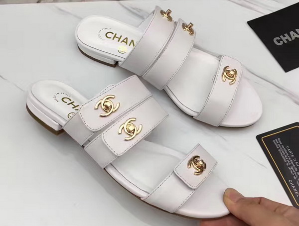 Chanel Large Coco Sandals White Lambskin For Sale