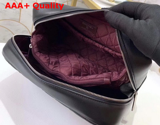 Chanel Large Cosmetic Purse in Black Lambskin Replica