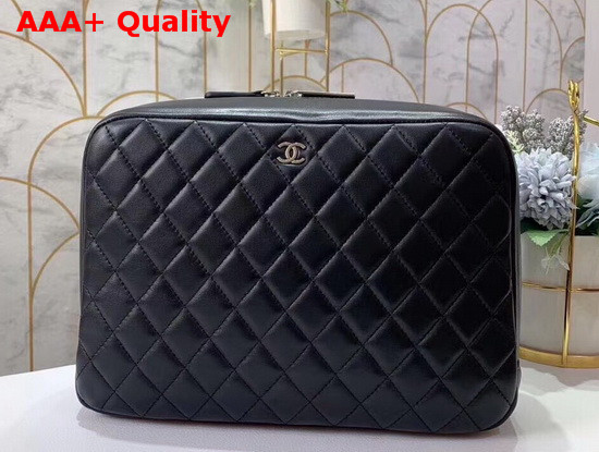 Chanel Large Cosmetic Purse in Black Lambskin Replica