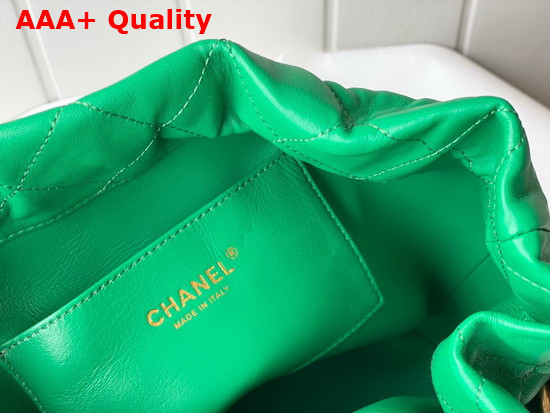 Chanel Large Drawstring Bag Shiny Lambskin and Gold Tone Metal Green AS2425 Replica