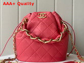 Chanel Large Drawstring Bag Shiny Lambskin and Gold Tone Metal Pink AS2425 Replica