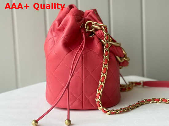 Chanel Large Drawstring Bag Shiny Lambskin and Gold Tone Metal Pink AS2425 Replica