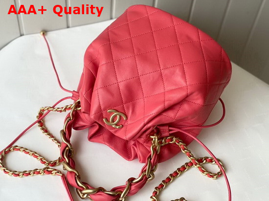 Chanel Large Drawstring Bag Shiny Lambskin and Gold Tone Metal Pink AS2425 Replica