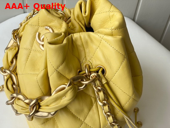 Chanel Large Drawstring Bag Shiny Lambskin and Gold Tone Metal Yellow AS2425 Replica