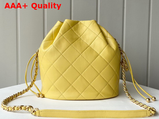 Chanel Large Drawstring Bag Shiny Lambskin and Gold Tone Metal Yellow AS2425 Replica