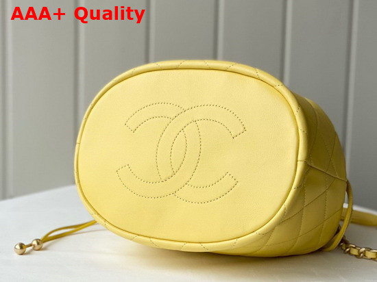 Chanel Large Drawstring Bag Shiny Lambskin and Gold Tone Metal Yellow AS2425 Replica