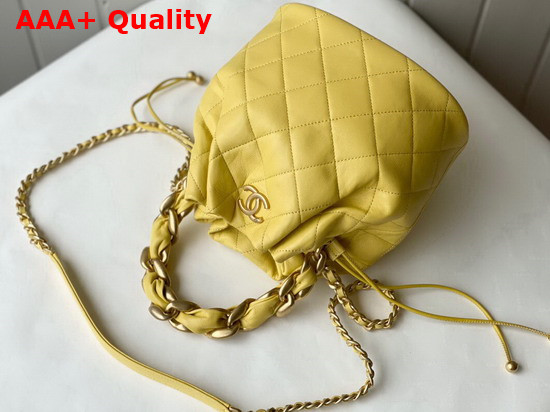 Chanel Large Drawstring Bag Shiny Lambskin and Gold Tone Metal Yellow AS2425 Replica