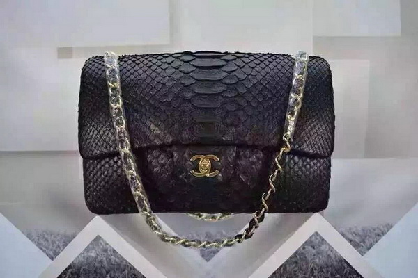 Chanel Maxi Flap Bag Black Snakeskin for Sale