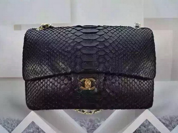 Chanel Maxi Flap Bag Black Snakeskin for Sale