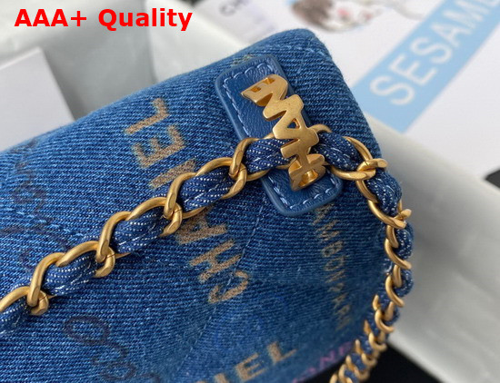 Chanel Large Flap Bag Printed Denim Gold Tone Metal Blue Multicolor Ref AS3135 Replica