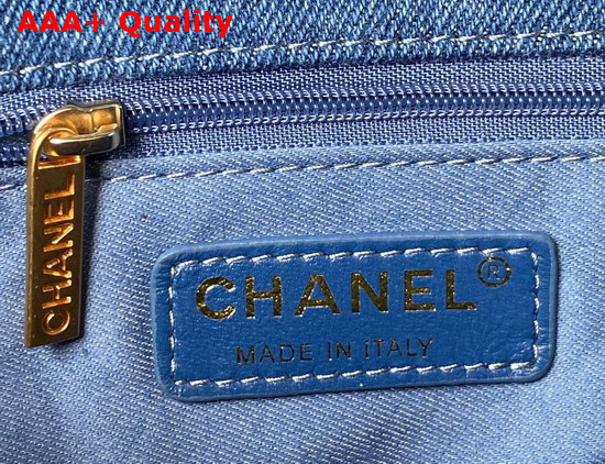 Chanel Large Flap Bag Printed Denim Gold Tone Metal Blue Multicolor Ref AS3135 Replica