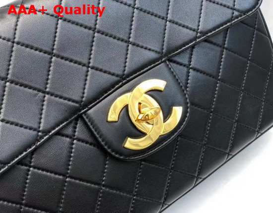 Chanel Large Flap Bag in Black Lambskin with Light Gold Metal Replica