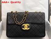 Chanel Large Flap Bag in Black Lambskin with Light Gold Metal Replica