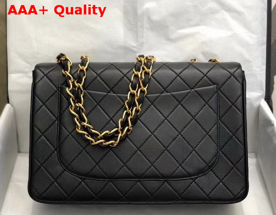 Chanel Large Flap Bag in Black Lambskin with Light Gold Metal Replica