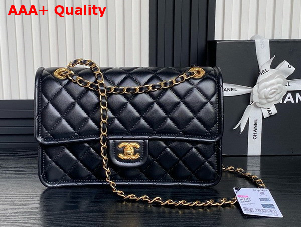 Chanel Large Flap Bag in Black Shiny Crumpled Calfskin and Gold Tone Metal AS5145 Replica