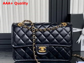 Chanel Large Flap Bag in Black Shiny Crumpled Calfskin and Gold Tone Metal AS5145 Replica