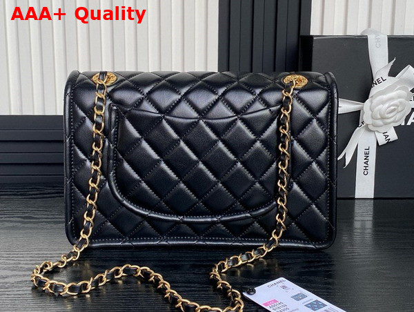 Chanel Large Flap Bag in Black Shiny Crumpled Calfskin and Gold Tone Metal AS5145 Replica