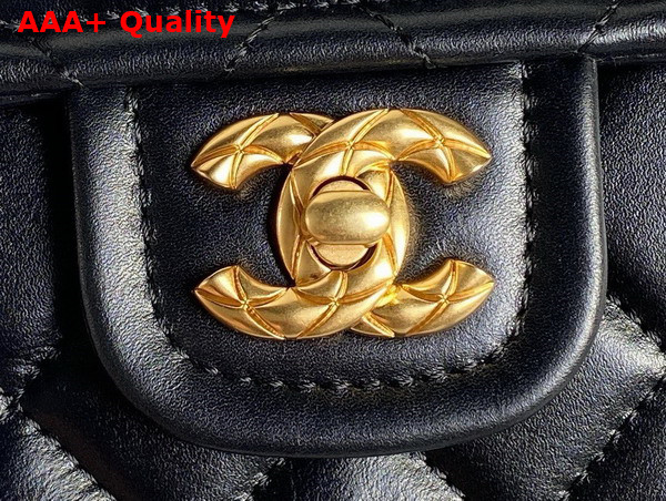 Chanel Large Flap Bag in Black Shiny Crumpled Calfskin and Gold Tone Metal AS5145 Replica