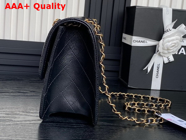 Chanel Large Flap Bag in Black Shiny Crumpled Calfskin and Gold Tone Metal AS5145 Replica