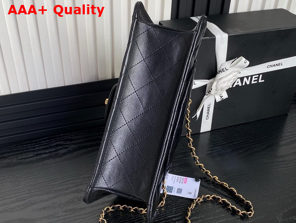 Chanel Large Flap Bag in Black Shiny Crumpled Calfskin and Gold Tone Metal AS5145 Replica