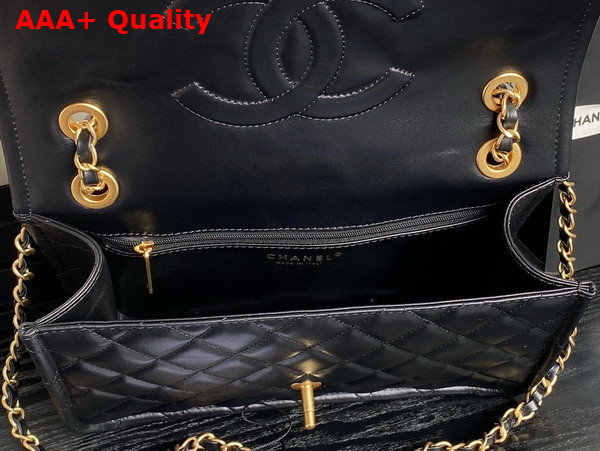 Chanel Large Flap Bag in Black Shiny Crumpled Calfskin and Gold Tone Metal AS5145 Replica