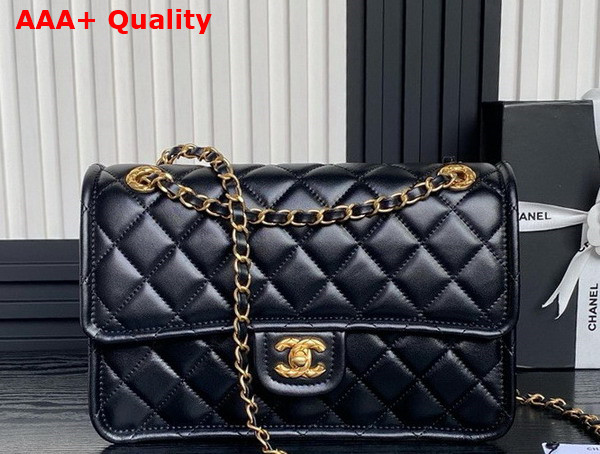 Chanel Large Flap Bag in Black Shiny Crumpled Calfskin and Gold Tone Metal AS5145 Replica