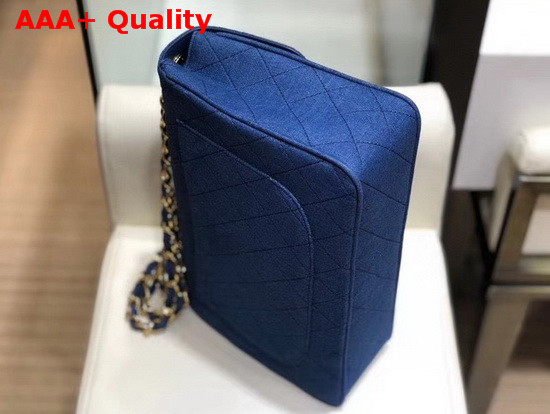 Chanel Large Flap Bag in Blue Denim with Light Gold Metal Replica