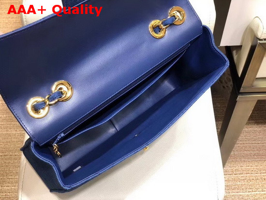 Chanel Large Flap Bag in Blue Denim with Light Gold Metal Replica