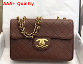 Chanel Large Flap Bag in Brown Lambskin with Light Gold Metal Replica