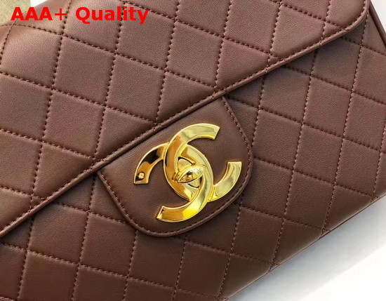 Chanel Large Flap Bag in Brown Lambskin with Light Gold Metal Replica